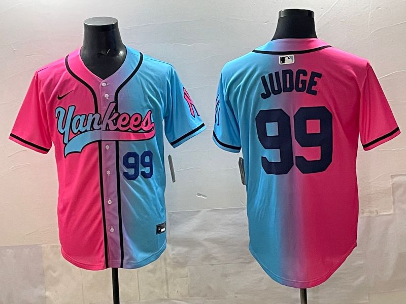 Men New York Yankees #99 Judge Blue pink Game 2025 Nike MLB Jersey style 004->new york yankees->MLB Jersey